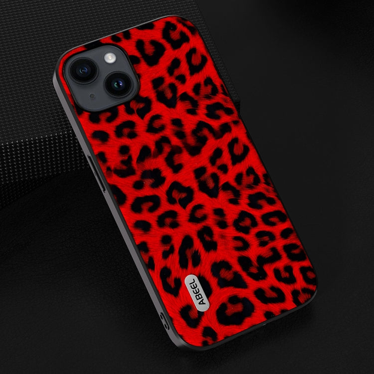 For iPhone 14 ABEEL Black Edge Leopard Phone Case(Red Leopard) - iPhone 14 Cases by PMC Jewellery | Online Shopping South Africa | PMC Jewellery