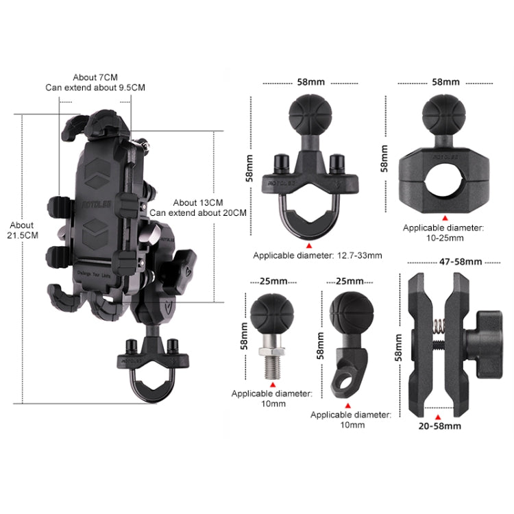 MOTOSLG Crab Motorcycle Phone Clamp Bracket U-Type Headbar Mount(Black) - Holder by MOTOLSG | Online Shopping South Africa | PMC Jewellery | Buy Now Pay Later Mobicred