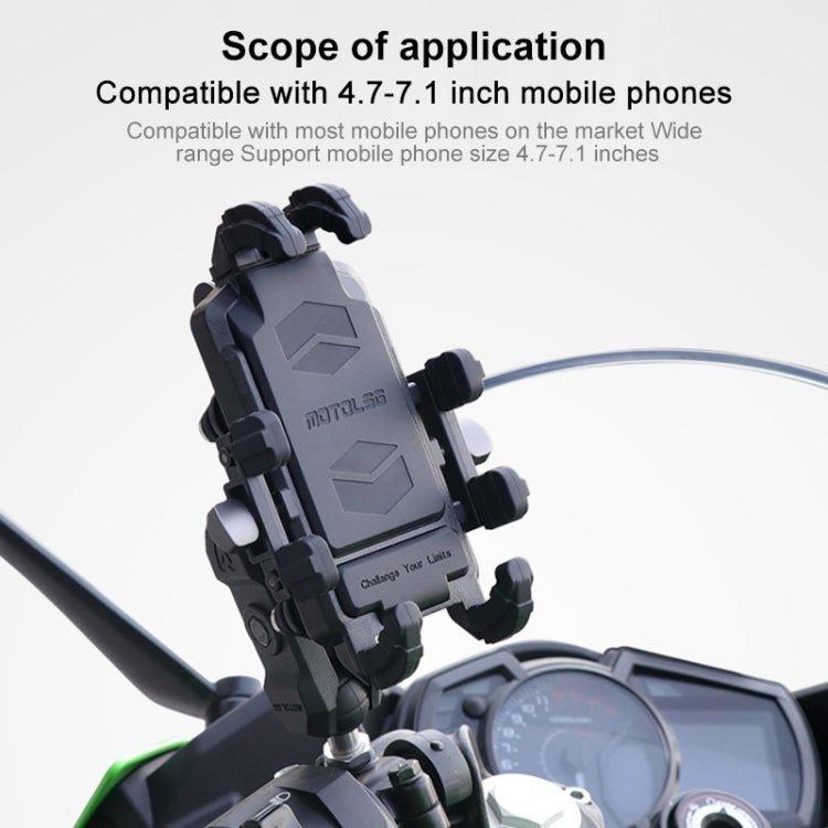 MOTOSLG Crab Motorcycle Phone Clamp Bracket U-Type Headbar Mount(Black) - Holder by MOTOLSG | Online Shopping South Africa | PMC Jewellery | Buy Now Pay Later Mobicred