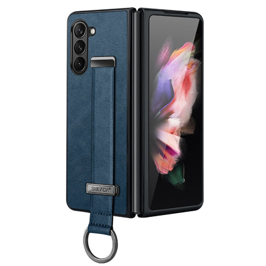 For Samsung Galaxy Z Fold5 SULADA PC + Leather Texture Skin Feel Shockproof Phone Case(Blue) - Galaxy Z Fold5 Cases by SULADA | Online Shopping South Africa | PMC Jewellery