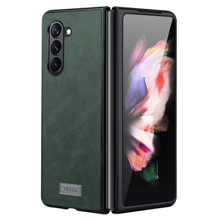 For Samsung Galaxy Z Fold5 SULADA Shockproof TPU + Handmade Leather Phone Case(Green) - Galaxy Z Fold5 Cases by SULADA | Online Shopping South Africa | PMC Jewellery