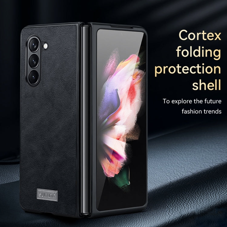 For Samsung Galaxy Z Fold5 SULADA Shockproof TPU + Handmade Leather Phone Case(Brown) - Galaxy Z Fold5 Cases by SULADA | Online Shopping South Africa | PMC TechLife | Buy Now Pay Later Mobicred