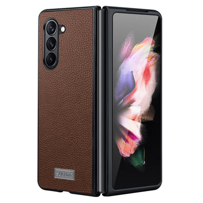 For Samsung Galaxy Z Fold5 SULADA Shockproof TPU + Litchi Texture Leather Phone Case(Brown) - Galaxy Z Fold5 Cases by SULADA | Online Shopping South Africa | PMC Jewellery