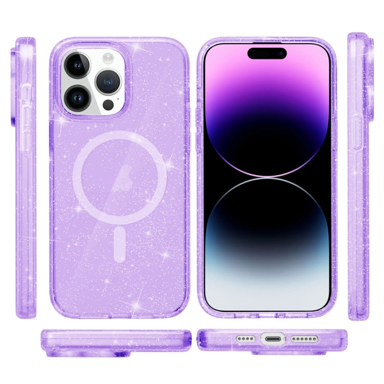 For iPhone 15 Pro Max Terminator Style Glitter Powder MagSafe Magnetic Phone Case(Purple) - iPhone 15 Pro Max Cases by PMC Jewellery | Online Shopping South Africa | PMC Jewellery