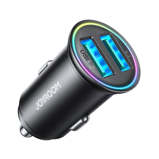 JOYROOM JR-CCN03 24W 2 USB Mini Metal Car Charger(Black) - Car Charger by JOYROOM | Online Shopping South Africa | PMC Jewellery