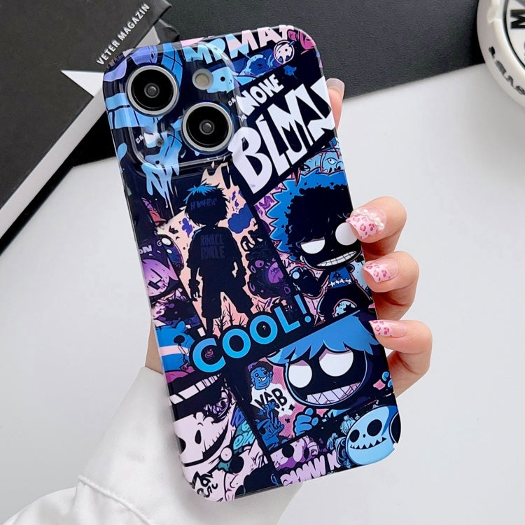 For iPhone 14 Plus Painted Pattern Precise Hole PC Phone Case(Purple Comics) - iPhone 14 Plus Cases by PMC Jewellery | Online Shopping South Africa | PMC Jewellery