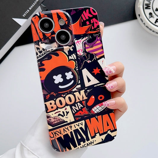 For iPhone 13 Painted Pattern Precise Hole PC Phone Case(Orange Comics) - iPhone 13 Cases by PMC Jewellery | Online Shopping South Africa | PMC Jewellery