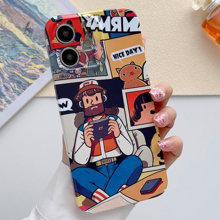 For iPhone 12 Painted Pattern Precise Hole PC Phone Case(Vacationer) - iPhone 12 / 12 Pro Cases by PMC TechLife | Online Shopping South Africa | PMC TechLife