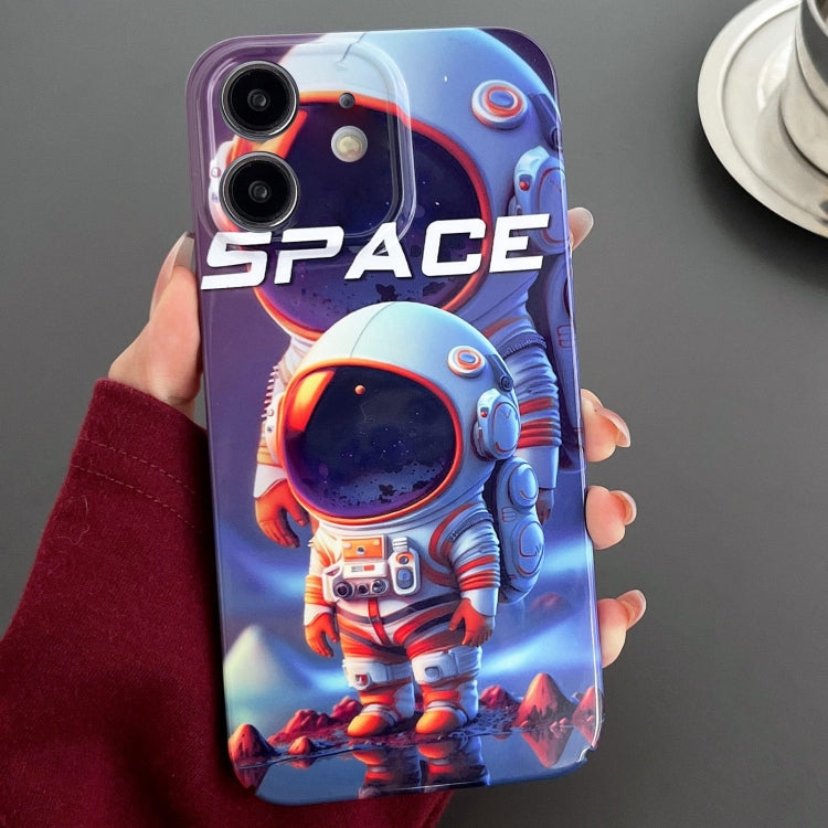 For iPhone 12 Painted Pattern Precise Hole PC Phone Case(Orange White Astronaut) - iPhone 12 / 12 Pro Cases by PMC Jewellery | Online Shopping South Africa | PMC Jewellery