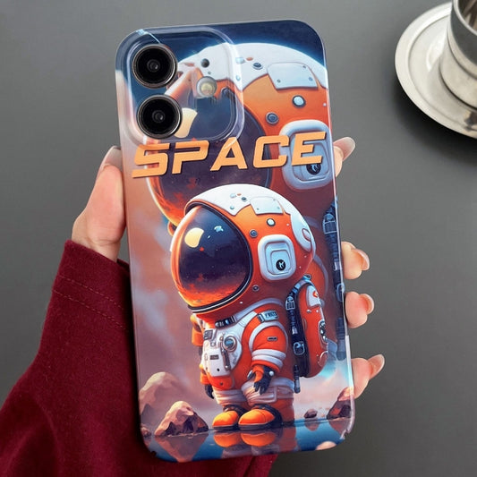 For iPhone 12 Painted Pattern Precise Hole PC Phone Case(Orange Astronaut) - iPhone 12 / 12 Pro Cases by PMC Jewellery | Online Shopping South Africa | PMC Jewellery