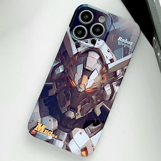 For iPhone 12 Pro Max Painted Pattern Precise Hole PC Phone Case(Grey Robot) - iPhone 12 Pro Max Cases by PMC Jewellery | Online Shopping South Africa | PMC Jewellery