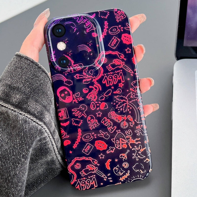 For iPhone XS Max Painted Pattern Precise Hole PC Phone Case(Black Red Graffiti) - More iPhone Cases by PMC Jewellery | Online Shopping South Africa | PMC Jewellery