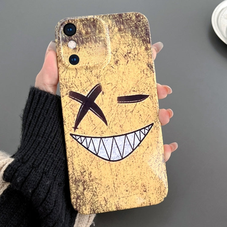 For iPhone XS Max Painted Pattern Precise Hole PC Phone Case(Yellow Background Smiling) - More iPhone Cases by PMC Jewellery | Online Shopping South Africa | PMC Jewellery