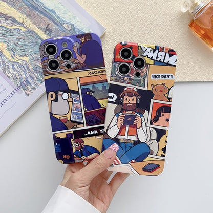 For iPhone 15 Painted Pattern Precise Hole PC Phone Case(Comics Umbrella Boy) - iPhone 15 Cases by PMC Jewellery | Online Shopping South Africa | PMC Jewellery