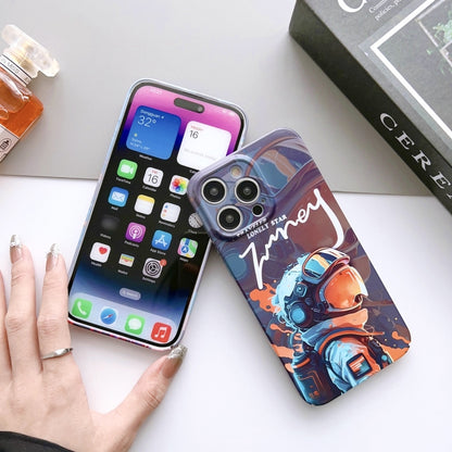 For iPhone 14 Pro Max Painted Pattern Precise Hole PC Phone Case(Orange Robot) - iPhone 14 Pro Max Cases by PMC Jewellery | Online Shopping South Africa | PMC Jewellery