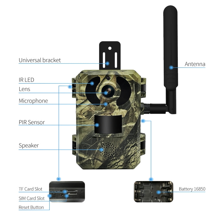 ESCAM QF380 4MP Network Solar PIR Alert Smart Wildlife Hunting Camera, 4G:AU Version(Camouflage) - Hunting Cameras by ESCAM | Online Shopping South Africa | PMC Jewellery | Buy Now Pay Later Mobicred