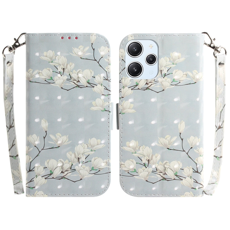 For Xiaomi Redmi 12 3D Colored Horizontal Flip Leather Phone Case(Magnolia) - free shipping - PMC TechLife - Order now!