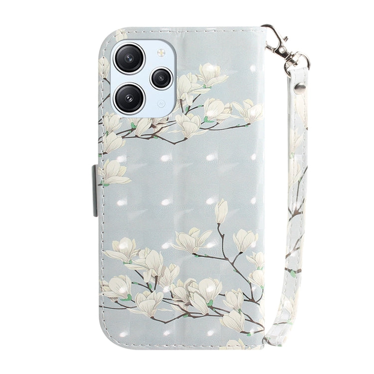 For Xiaomi Redmi 12 3D Colored Horizontal Flip Leather Phone Case(Magnolia) - free shipping - PMC TechLife - Order now!