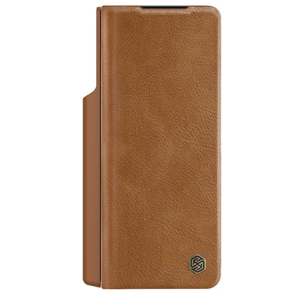 For Samsung Galaxy Z Fold5 NILLKIN QIN Series Pro Sliding Camera Cover Design Leather Phone Case(Brown) - Galaxy Z Fold5 Cases by NILLKIN | Online Shopping South Africa | PMC Jewellery