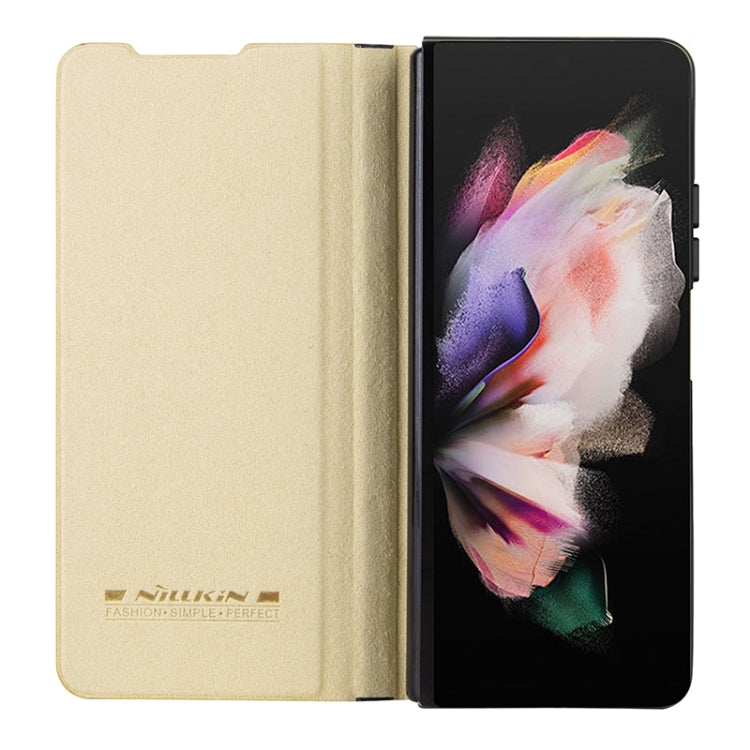 For Samsung Galaxy Z Fold5 NILLKIN QIN Series Pro Sliding Camera Cover Design Leather Phone Case(Gold) - Galaxy Z Fold5 Cases by NILLKIN | Online Shopping South Africa | PMC Jewellery