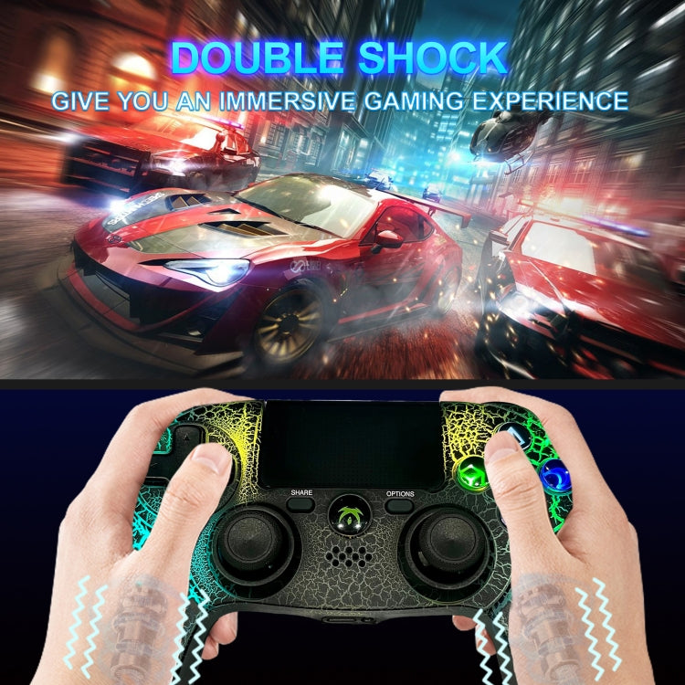 Crack Pattern RGB Light Wireless Game Controller for PS4 / PC / Android / iOS(Black) - Gamepads by PMC Jewellery | Online Shopping South Africa | PMC Jewellery