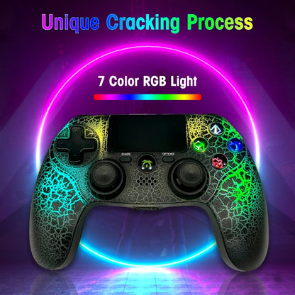 Crack Pattern RGB Light Wireless Game Controller for PS4 / PC / Android / iOS(White) - Gamepads by PMC Jewellery | Online Shopping South Africa | PMC Jewellery