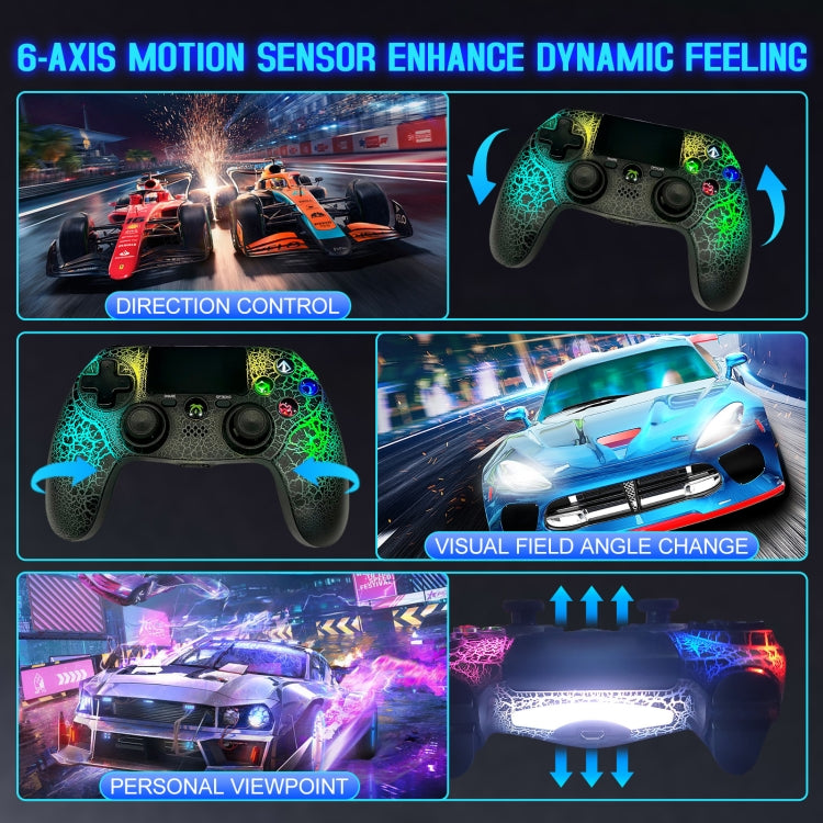 Crack Pattern RGB Light Wireless Game Controller for PS4 / PC / Android / iOS(White) - Gamepads by PMC Jewellery | Online Shopping South Africa | PMC Jewellery