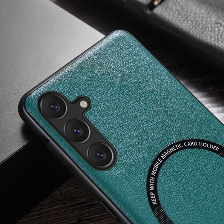 For Samsung Galaxy S23 FE 5G MagSafe Magnetic PU Phone Case(Green) - Galaxy S23 FE 5G Cases by PMC TechLife | Online Shopping South Africa | PMC TechLife