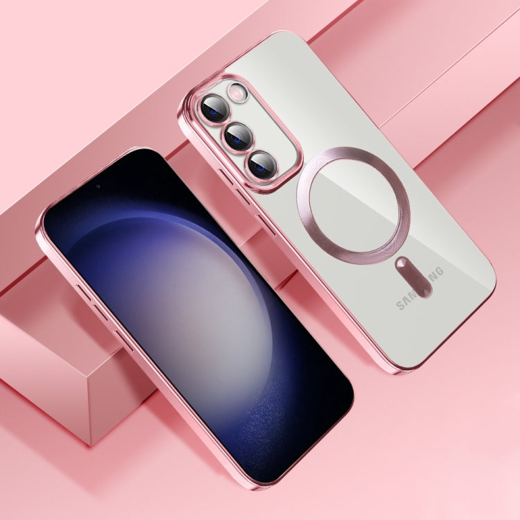 For Samsung Galaxy Note20 Ultra CD Texture Plating TPU MagSafe Phone Case with Lens Film(Pink) - Galaxy Note20 Ultra Cases by PMC TechLife | Online Shopping South Africa | PMC TechLife