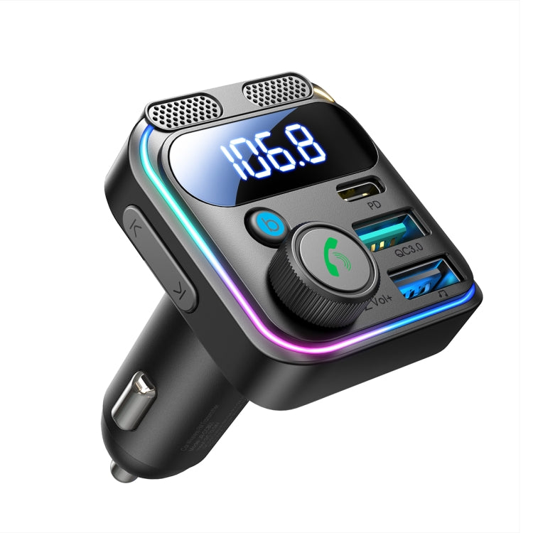 JOYROOM JR-CCB01 48W Dual-Mic Car Wireless FM Transmitter(Black) - Bluetooth Car Kits by JOYROOM | Online Shopping South Africa | PMC Jewellery