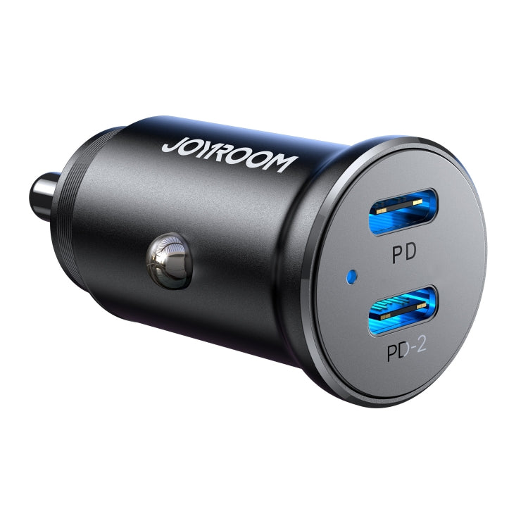 JOYROOM JR-CCN06 30W Dual PD Type-C Mini Metal Car Charger(Black) - Car Charger by JOYROOM | Online Shopping South Africa | PMC Jewellery