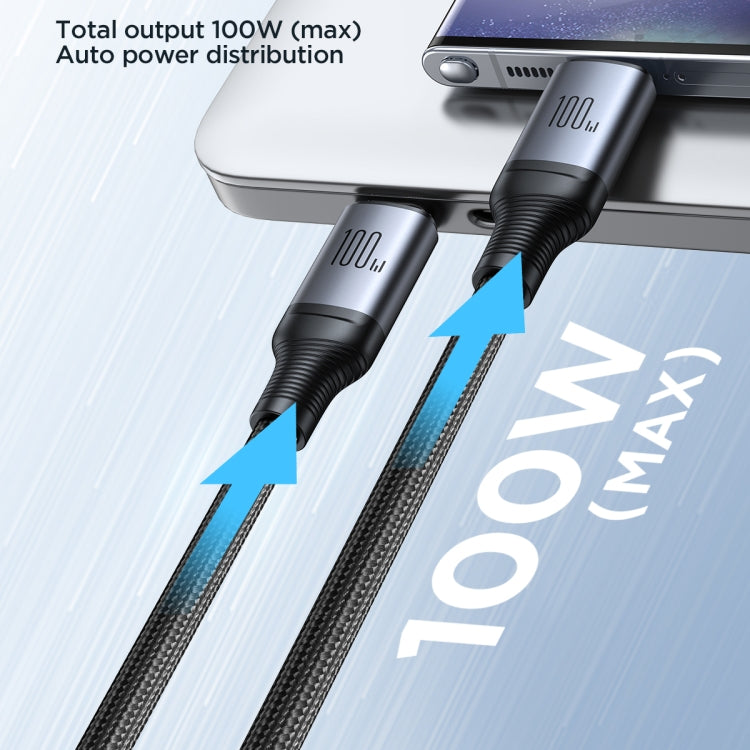 JOYROOM A21 100W Type-C to Dual Type-C 2 in 1 Charging Cable, Length: 1.5m(Black) - USB-C & Type-C Cable by JOYROOM | Online Shopping South Africa | PMC TechLife | Buy Now Pay Later Mobicred
