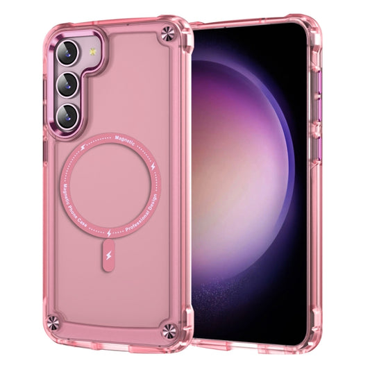 For Samsung Galaxy S22+ 5G Skin Feel TPU + PC MagSafe Magnetic Phone Case(Transparent Pink) - Galaxy S22+ 5G Cases by PMC Jewellery | Online Shopping South Africa | PMC Jewellery