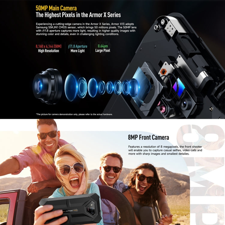 [HK Warehouse] Ulefone Armor X13, 6GB+64GB, IP68/IP69K Rugged Phone, 6.52 inch Android 13 MediaTek Helio G36 Octa Core, Network: 4G, NFC, OTG(All Black) - Ulefone by Ulefone | Online Shopping South Africa | PMC Jewellery