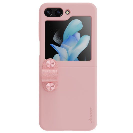 For Samsung Galaxy Z Flip5 NILLKIN Skin Feel Liquid Silicone Phone Case With Finger Strap(Pink) - Galaxy Z Flip5 Cases by NILLKIN | Online Shopping South Africa | PMC Jewellery | Buy Now Pay Later Mobicred