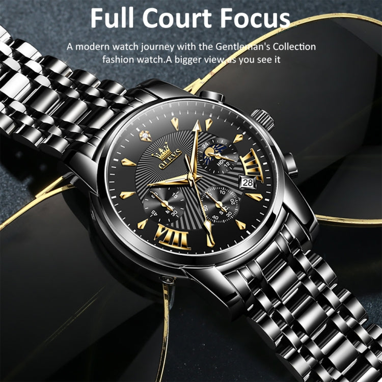 OLEVS 2892 Men Multifunctional Business Waterproof Quartz Watch(Black) - Metal Strap Watches by OLEVS | Online Shopping South Africa | PMC Jewellery