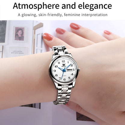 OLEVS 5567 Women Steel Strap Waterproof Quartz Watch(White + Silver) - Metal Strap Watches by OLEVS | Online Shopping South Africa | PMC Jewellery