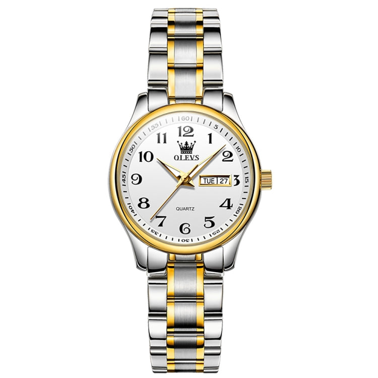 OLEVS 5567 Women Steel Strap Waterproof Quartz Watch(White + Gold) - Metal Strap Watches by OLEVS | Online Shopping South Africa | PMC Jewellery