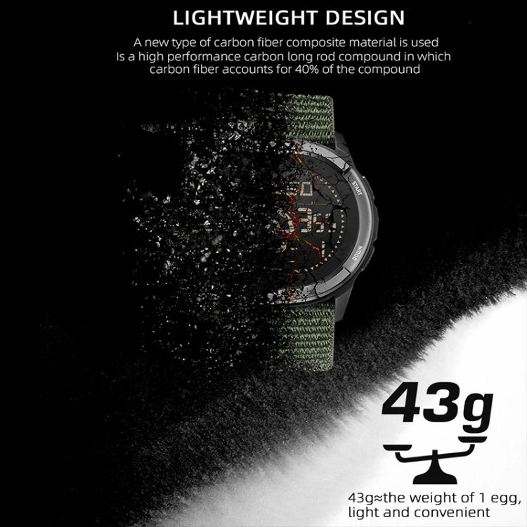 NORTH EDGE ALPS Outdoor Waterproof Men Carbon Fiber Digital Nylon Strap Smart Sports Watch(Army Green) - Sport Watches by NORTH EDGE | Online Shopping South Africa | PMC Jewellery | Buy Now Pay Later Mobicred