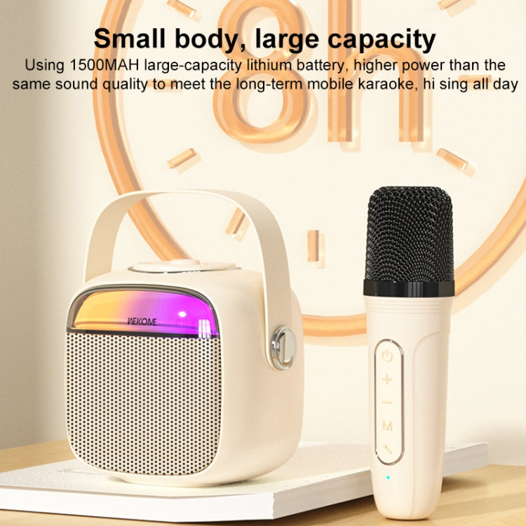 WK D43 Mini Karaoke Bluetooth Speaker(Beige) - Microphone by WK | Online Shopping South Africa | PMC Jewellery