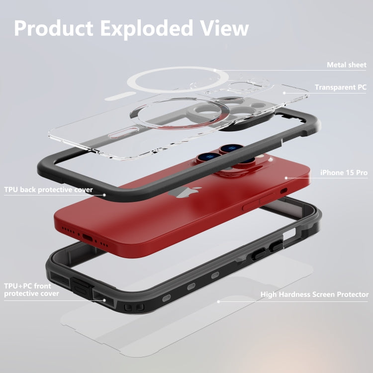For iPhone 15 Pro Max RedPepper IP68 Waterproof MagSafe Phone Case(Black) - free shipping - PMC TechLife - Order now!