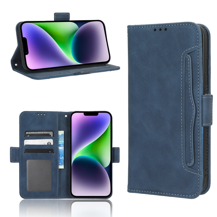 For iPhone 15 Pro Max Skin Feel Calf Texture Card Slots Leather Phone Case(Blue) - iPhone 15 Pro Max Cases by PMC TechLife | Online Shopping South Africa | PMC TechLife | Buy Now Pay Later Mobicred