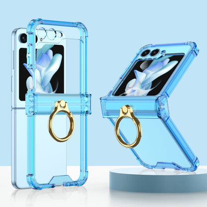 For Samsung Galaxy Z Flip5 Gkk Airbag Hinge Silicone Phone Case with Ring Holder(Transparent Blue) - Galaxy Z Flip5 Cases by GKK | Online Shopping South Africa | PMC Jewellery | Buy Now Pay Later Mobicred