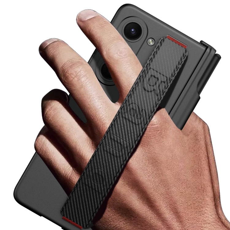 For Samsung Galaxy Z Fold5 GKK Integrated Magnetic Folding Hinge Phone Case with Wrist Strap & Pen Holder(Carbon Fiber) - Galaxy Z Fold5 Cases by GKK | Online Shopping South Africa | PMC Jewellery