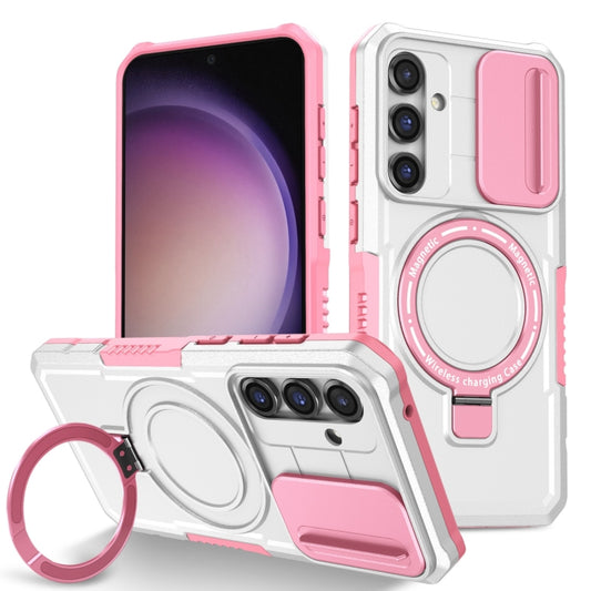 For Samsung Galaxy S23 FE 5G Sliding Camshield Magsafe Holder TPU Hybrid PC Phone Case(Pink White) - Galaxy S23 FE 5G Cases by PMC Jewellery | Online Shopping South Africa | PMC Jewellery