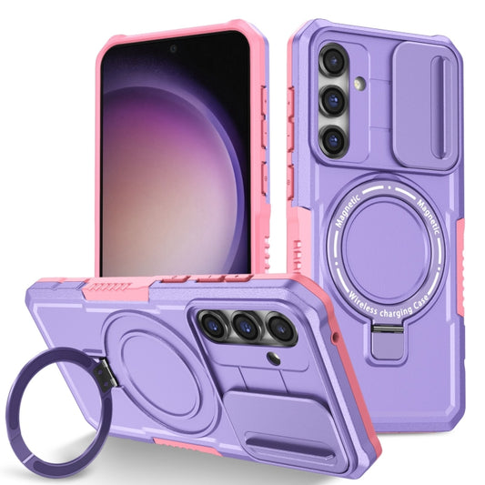 For Samsung Galaxy S23 FE 5G Sliding Camshield Magsafe Holder TPU Hybrid PC Phone Case(Pink Purple) - Galaxy S23 FE 5G Cases by PMC Jewellery | Online Shopping South Africa | PMC Jewellery