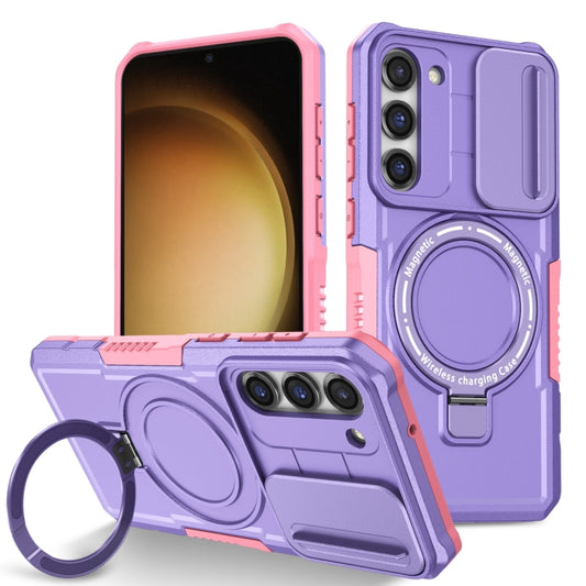 For Samsung Galaxy S23 5G Sliding Camshield Magsafe Holder TPU Hybrid PC Phone Case(Pink Purple) - Galaxy S23 5G Cases by PMC Jewellery | Online Shopping South Africa | PMC Jewellery