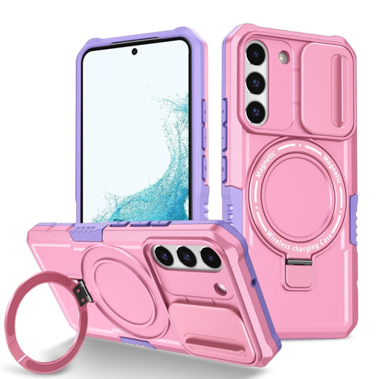 For Samsung Galaxy S22 5G Sliding Camshield Magsafe Holder TPU Hybrid PC Phone Case(Purple Pink) - Galaxy Phone Cases by PMC Jewellery | Online Shopping South Africa | PMC Jewellery