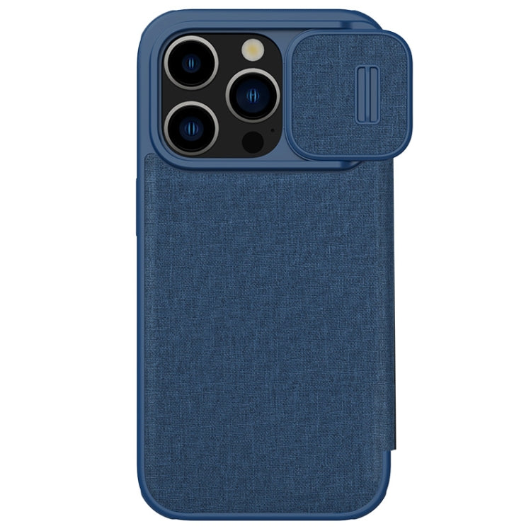 For iPhone 15 Pro NILLKIN QIN Series Pro Fabric Textured Leather Phone Case(Blue) - iPhone 15 Pro Max Cases by NILLKIN | Online Shopping South Africa | PMC Jewellery
