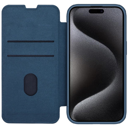 For iPhone 15 Pro NILLKIN QIN Series Pro Fabric Textured Leather Phone Case(Blue) - iPhone 15 Pro Max Cases by NILLKIN | Online Shopping South Africa | PMC Jewellery